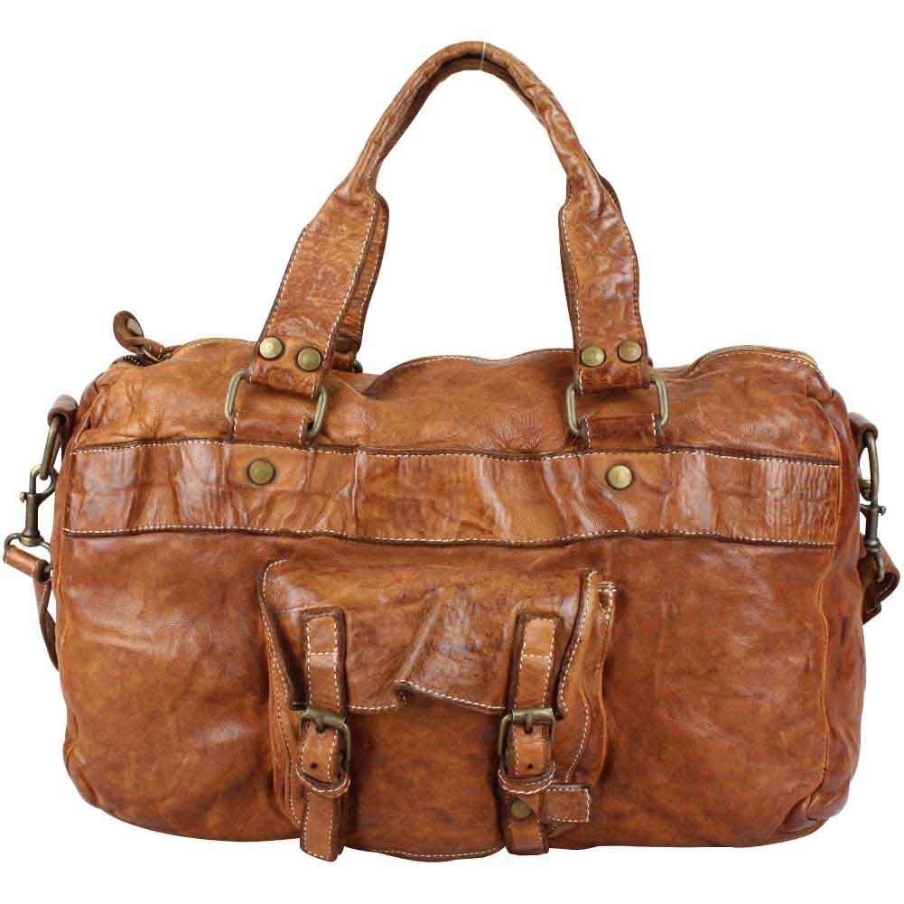 Sac à main en cuir vintage vieilli souple Bruno Rossi R