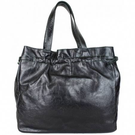 Sac cabas en cuir semi brillant effet froncé Noir A DÉCOUVRIR ! - 1