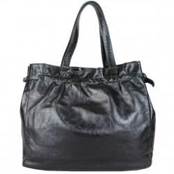 Sac cabas cuir semi brillant froncé Noir fabrication France A DÉCOUVRIR ! - 4