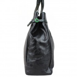 Sac cabas cuir semi brillant froncé Noir fabrication France A DÉCOUVRIR ! - 3