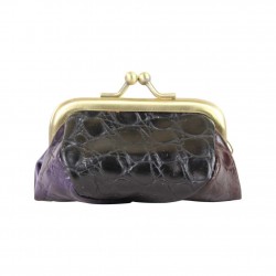 Petit porte monnaie fermoir Fuchsia effet croco gris et noir FUCHSIA - 3