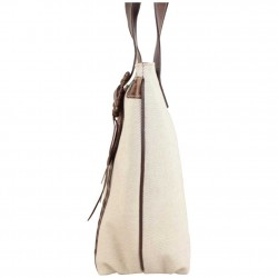 Sac seau Texier toile et cuir 5743 fabrication France Beige TEXIER - 3