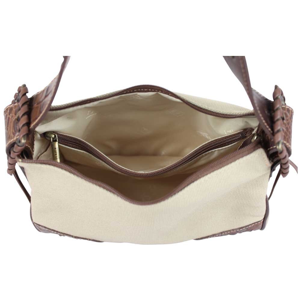 Sac bandouli?�re Texier en toile et cuir noir 9601