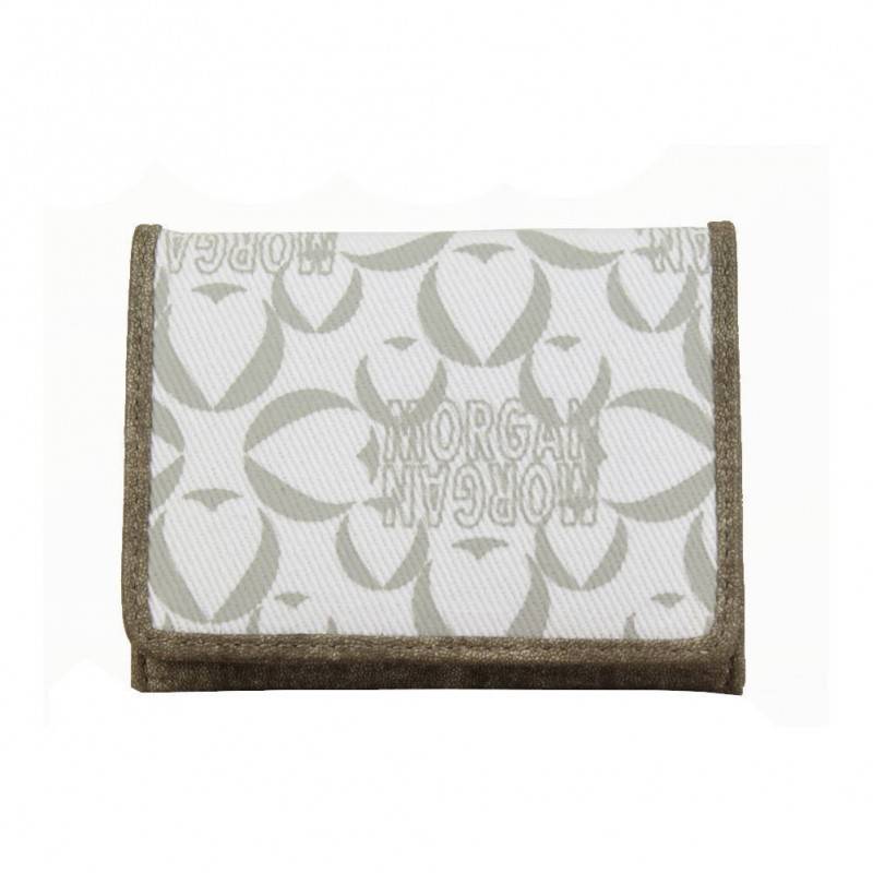 Petit porte monnaie Morgan toile blanche motif imprimé taupe MORGAN - 1