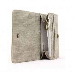 Petit porte monnaie Morgan toile blanche motif imprimé taupe MORGAN - 2