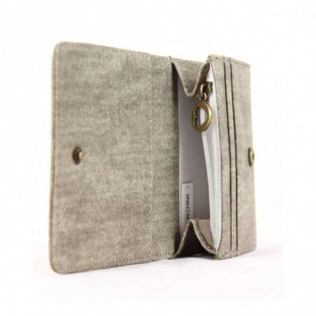 Petit porte monnaie Morgan toile blanche motif imprimé taupe MORGAN - 2