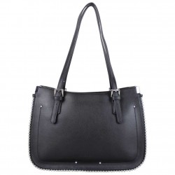 Sac cabas Fuchsia déco perle reliée Botton Noir FUCHSIA - 1