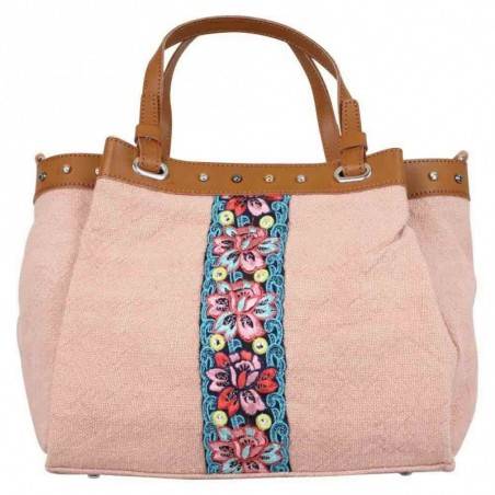 Sac bandoulière banane toile Fuchsia F9670-2 Mevena FUCHSIA - 1