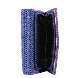 Porte monnaie paille raphia / ethnique FUCHSIA Raffia Marine FUCHSIA - 4