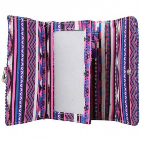 Porte monnaie paille raphia / ethnique FUCHSIA Raffia Marine FUCHSIA - 3