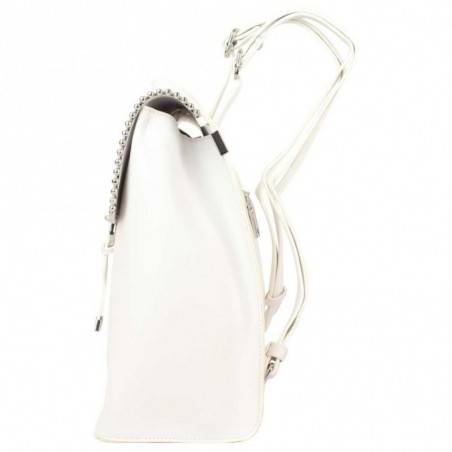 Sac à main Fuchsia toile surpiquée déco rivets et chaîne beige FUCHSIA - 2