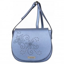 Sac à rabat Tropéziennes motif fleur bleu métallisé LES TROPÉZIENNES  - 1