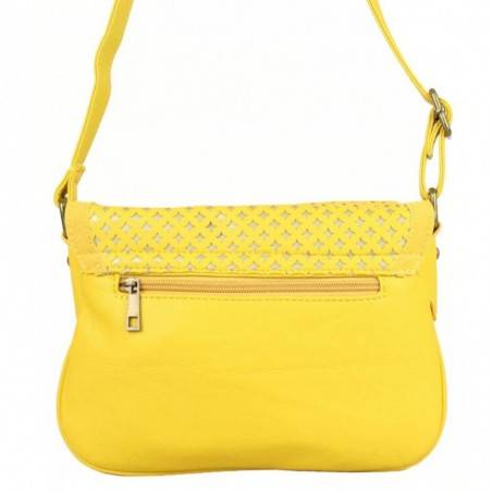 Sac bandoulière Lili Petrol jaune délavé ajourée or EM LILI PETROL  - 4