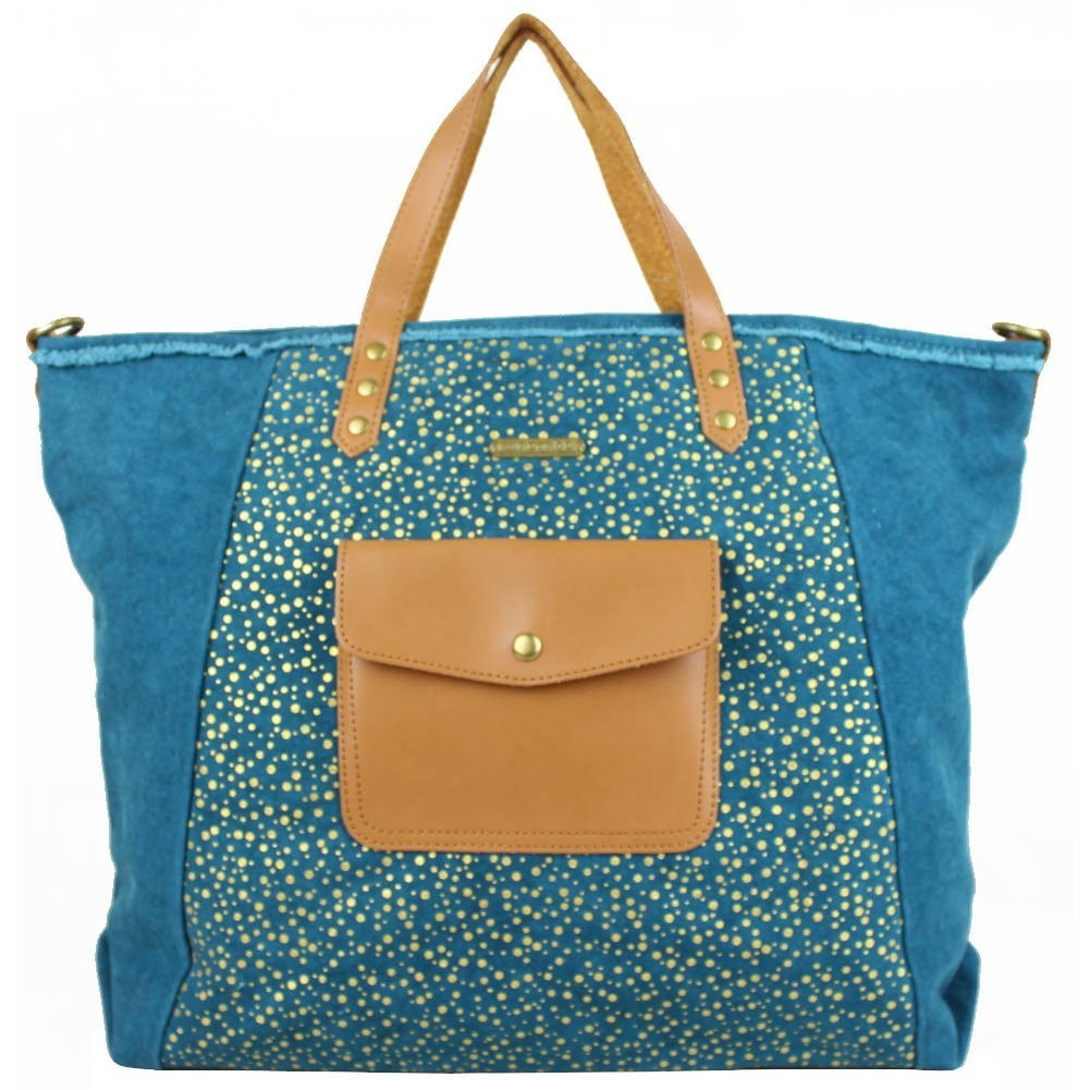 Sac cabas Lili Petrol toile bleue et or GL LILI PETROL  - 1