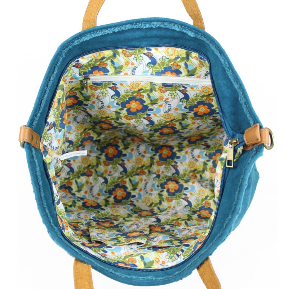 Code Promo Lili Sur La Toile Sac cabas Lili Petrol toile bleue et or GL