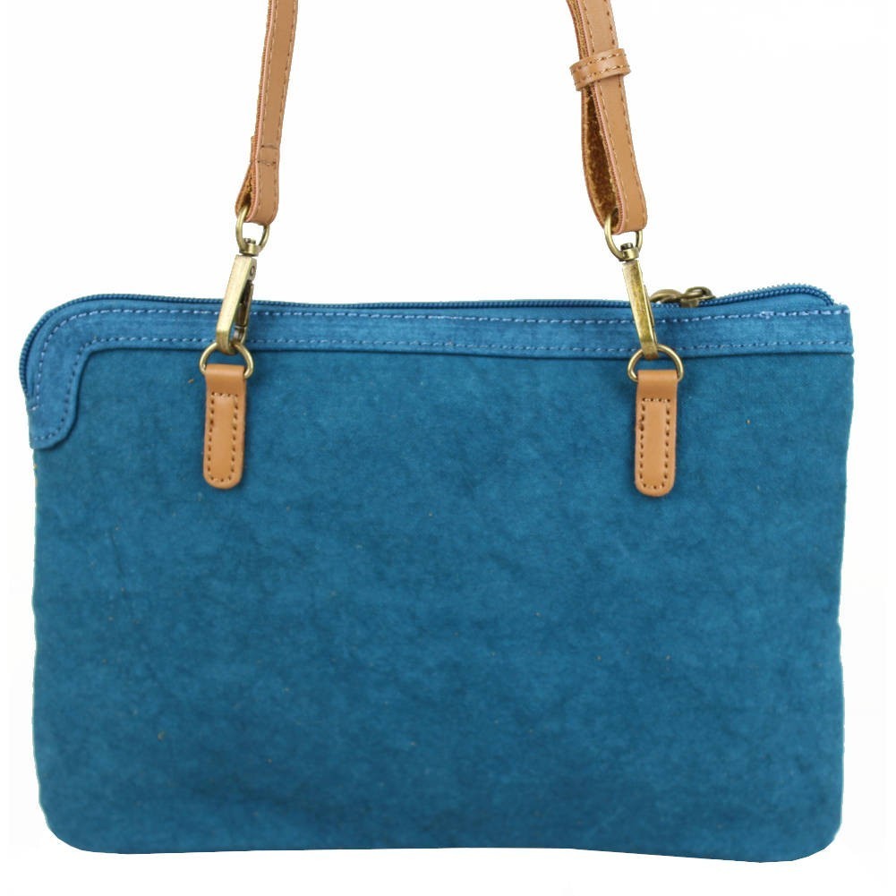 Code Promo Lili Sur La Toile Sac bandoulière ultra plat Lili Petrol toile bleue et or GL