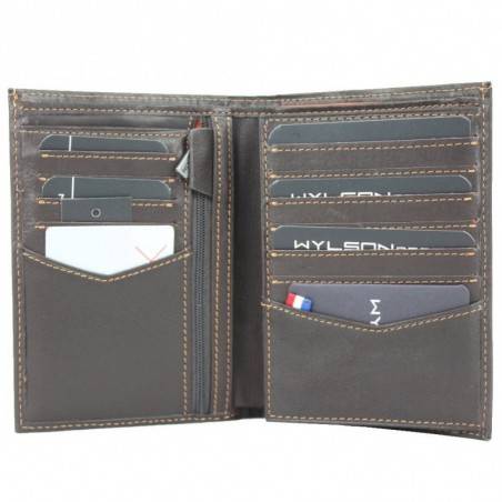 Portefeuille cuir effet brut WYLSON Rio 12 cartes Marron WYLSON - 2