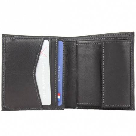 Porte monnaie en cuir mat 1 volet WYLSON Rio Noir WYLSON - 2