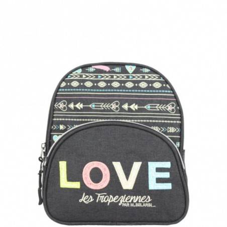 Petit sac à dos XS Tropéziennes motif ethnique Love Noir LES TROPÉZIENNES  - 1