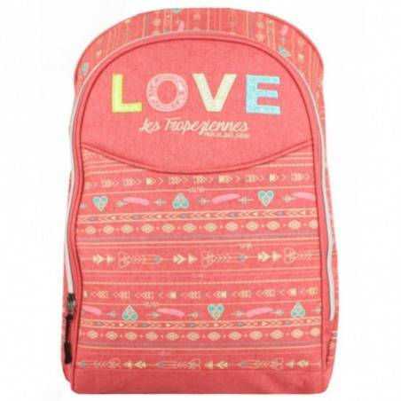 Sac à dos Les Tropéziennes motif ethnique Love rose corail 2S LES TROPÉZIENNES  - 1