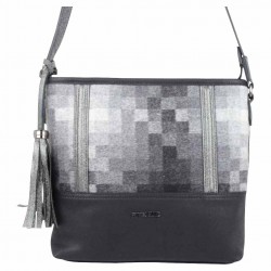 Sac bandoulière Patrick Blanc motif noir gris PATRICK BLANC - 2