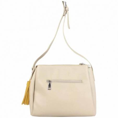 Sac bandoulière rond Hexagona SYNSA effet saffiano Blanc FUCHSIA - 4