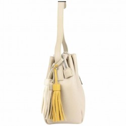 Sac bandoulière rond Hexagona SYNSA effet saffiano Blanc FUCHSIA - 3