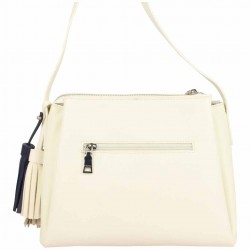 Sac bandoulière rond Hexagona SYNSA effet saffiano Blanc FUCHSIA - 4