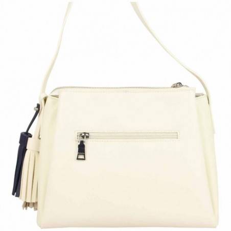 Sac bandoulière rond Hexagona SYNSA effet saffiano Blanc FUCHSIA - 4