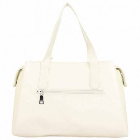 Sac bandoulière rond Hexagona SYNSA effet saffiano Blanc FUCHSIA - 4