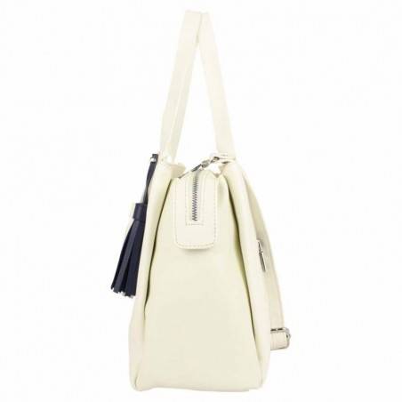 Sac bandoulière rond Hexagona SYNSA effet saffiano Blanc FUCHSIA - 3