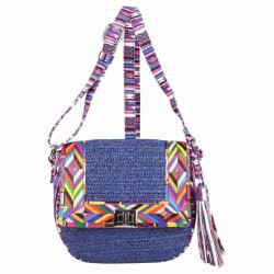 Sac à rabat rond paille Fuchsia Raffia Malone Bleu FUCHSIA - 1