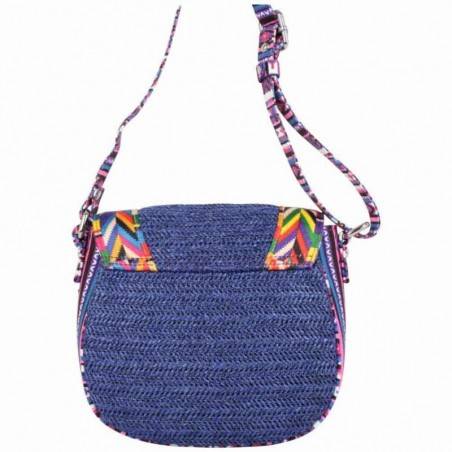 Sac à rabat rond paille Fuchsia Raffia Malone Bleu FUCHSIA - 4