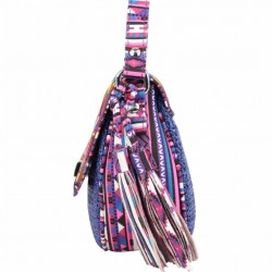 Sac à rabat rond paille Fuchsia Raffia Malone Bleu FUCHSIA - 2