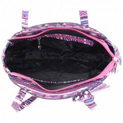 Sac épaule rond paille Fuchsia Raffia Malone Noir FUCHSIA - 3