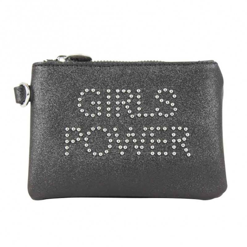 Porte monnaie plat Girls Power Star clouté / pailleté Noir GIRLS POWER - 1