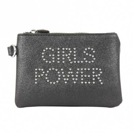 Porte monnaie plat Girls Power Star clouté / pailleté Noir GIRLS POWER - 1