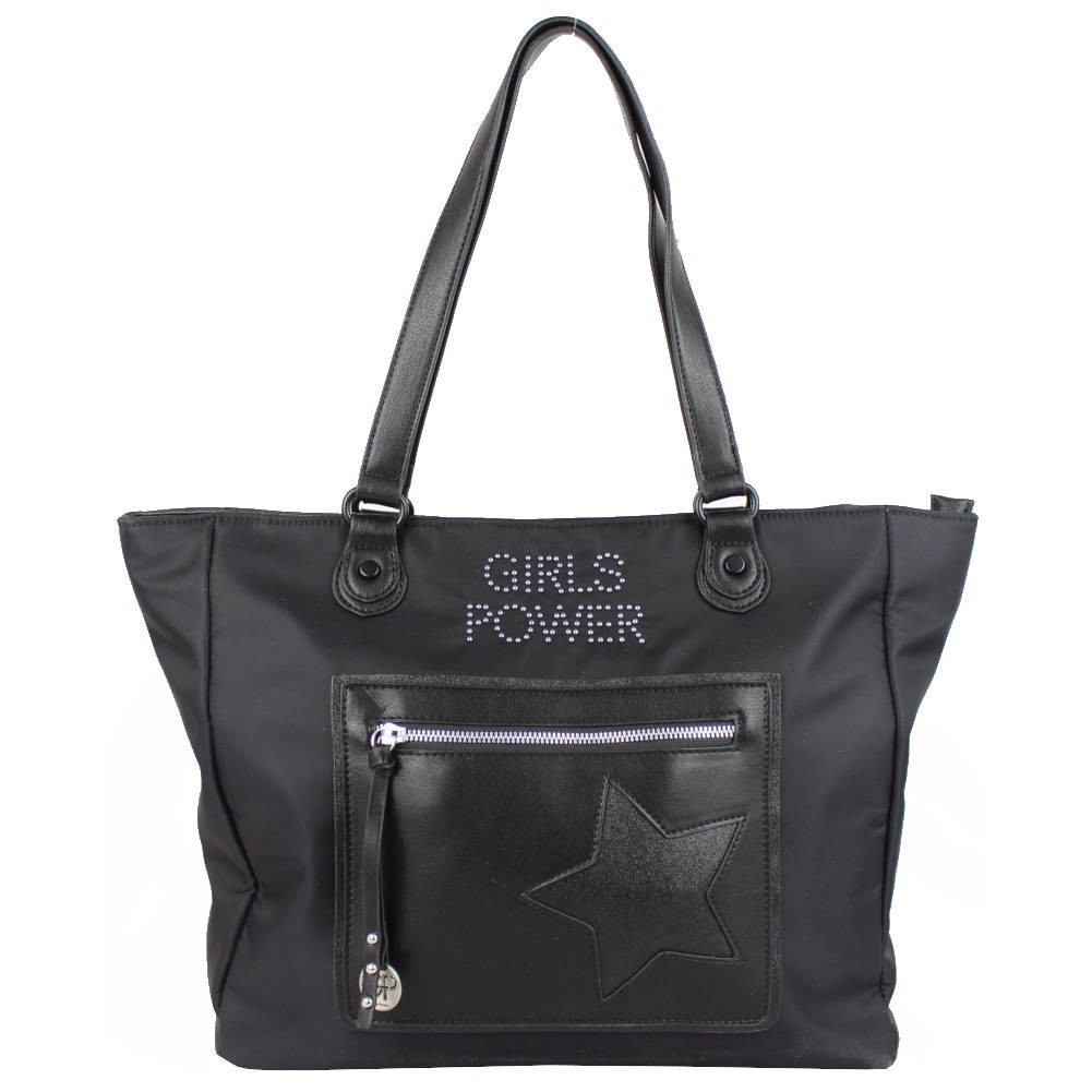 Sac cabas Girls Power Star toile nylon Noir GIRLS POWER - 1