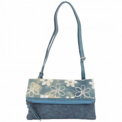 Sac pochette plat Patrick Blanc toile délavée fleur bleu PATRICK BLANC - 1