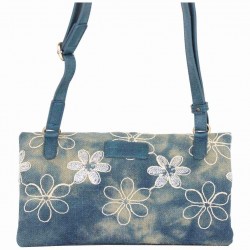 Sac pochette plat Patrick Blanc toile délavée fleur bleu PATRICK BLANC - 3