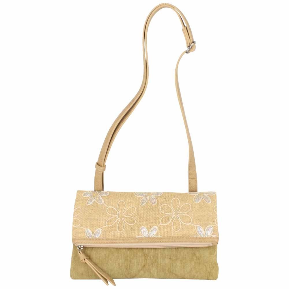 Sac pochette plat Patrick Blanc toile délavée fleur beige PATRICK BLANC - 1