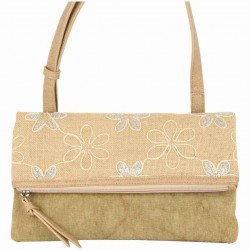 Sac pochette plat Patrick Blanc toile délavée fleur beige PATRICK BLANC - 4