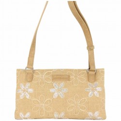 Sac pochette plat Patrick Blanc toile délavée fleur beige PATRICK BLANC - 3