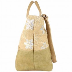 Sac cabas XL Patrick Blanc toile délavée fleur beige PATRICK BLANC - 3