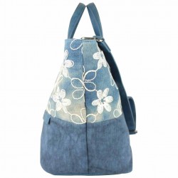 Sac cabas XL Patrick Blanc toile délavée fleur bleu PATRICK BLANC - 3