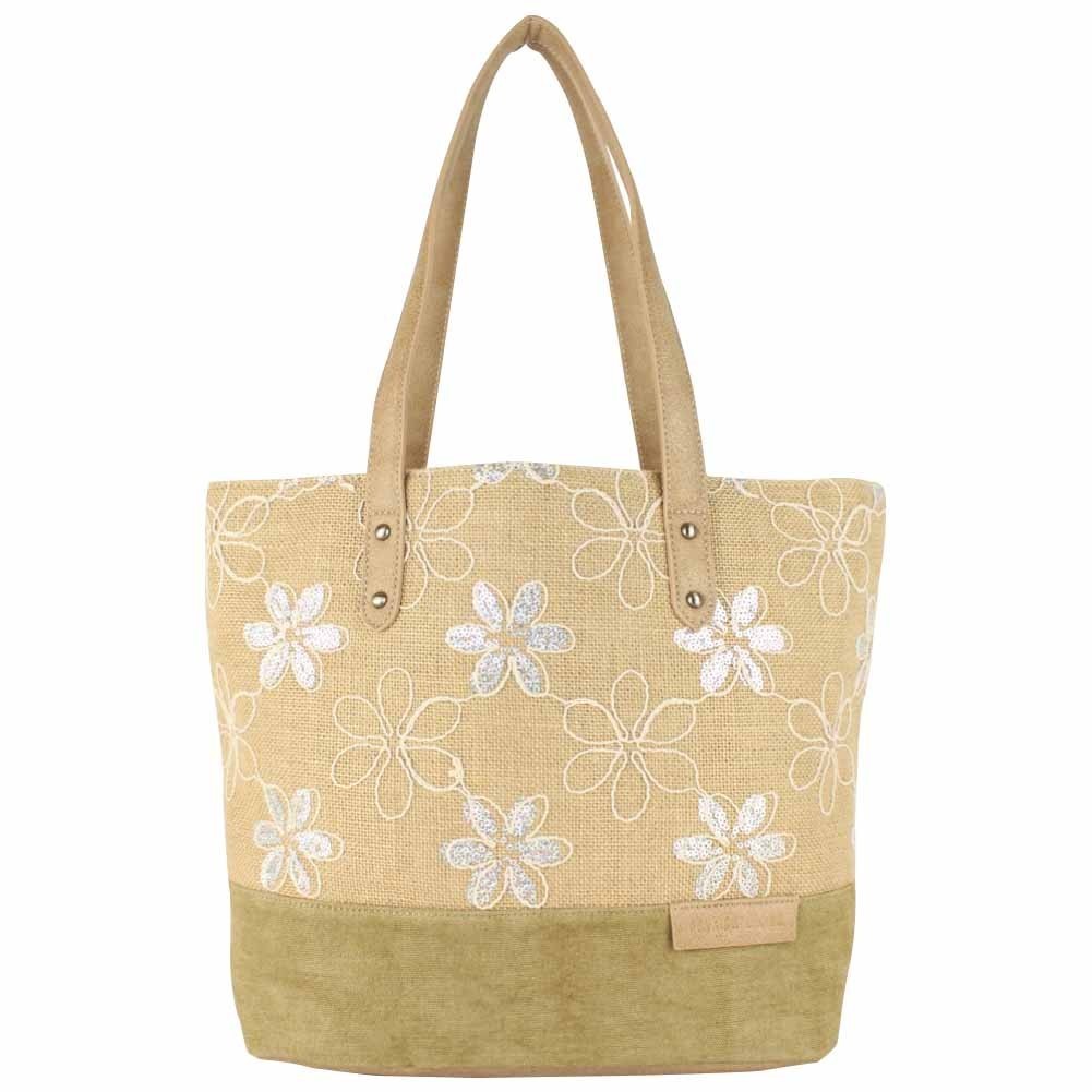 Sac cabas épaule Patrick Blanc toile délavée fleur beige PATRICK BLANC - 1