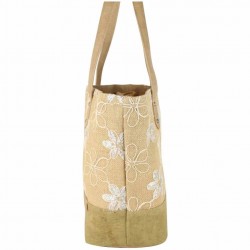 Sac cabas épaule Patrick Blanc toile délavée fleur beige PATRICK BLANC - 3