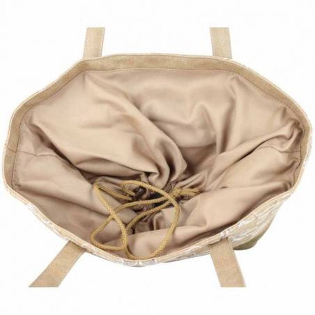 Sac cabas épaule Patrick Blanc toile délavée fleur beige PATRICK BLANC - 2