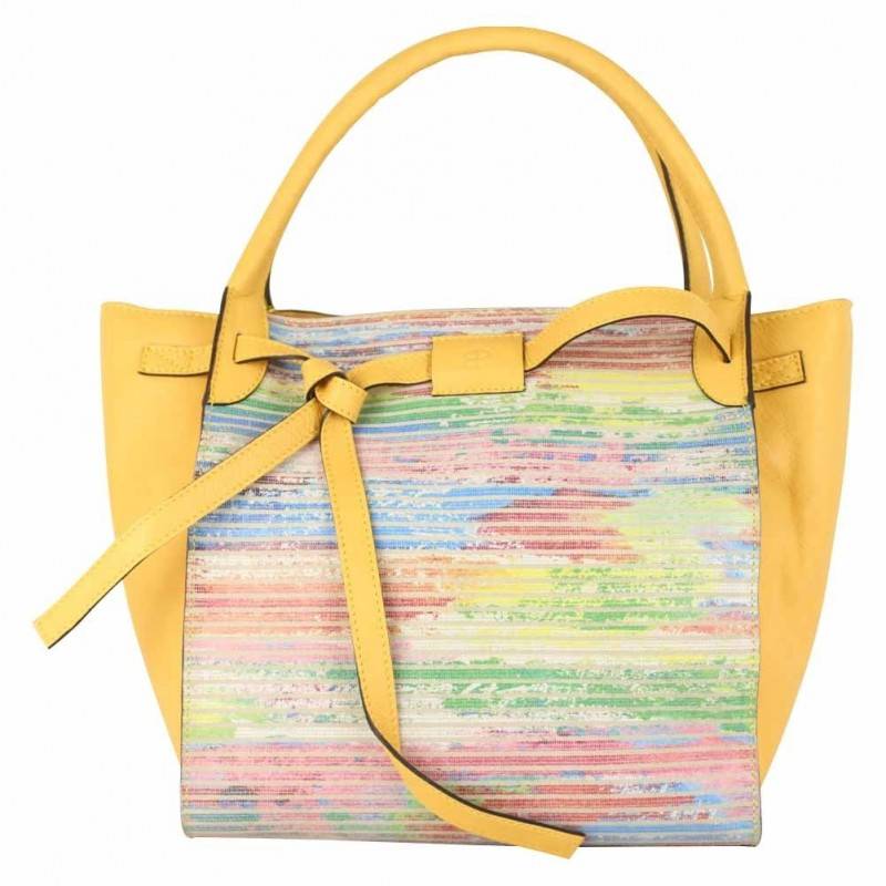 Sac seau Patrick Blanc cuir motif imprimé jaune PATRICK BLANC - 1