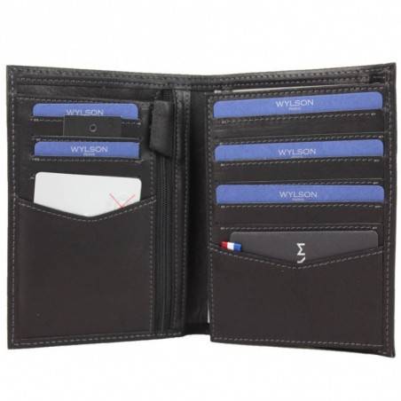 Portefeuille cuir effet brut WYLSON Rio 12 cartes Noir WYLSON - 2